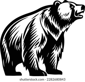 Grizzly Bear Monogram Logo Monochrome Design Style