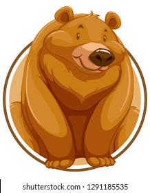 grizzly bear on circle banner illustration