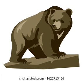 Grizzly bear on the coast. Vector template