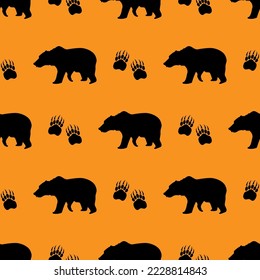 grizzly bear and paw print, vector illustration