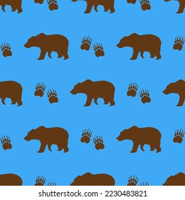 grizzly bear and paw print, vector illustration