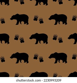 grizzly bear and paw print, vector illustration