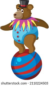 Grizzly bear performance standing on ball illustration