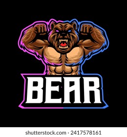 Grizzly bear with rugby ball esport logo mascot design