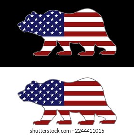 grizzly bear silhouette american flag