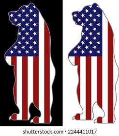 Grizzlybär-Silhouette-amerikanische Flagge