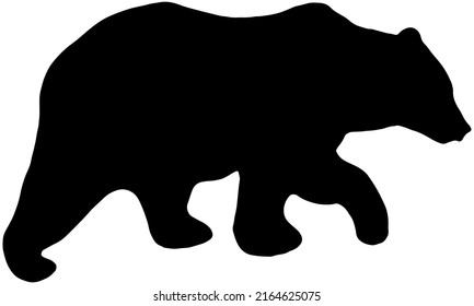 Grizzly Bear silhouette in black on white background 