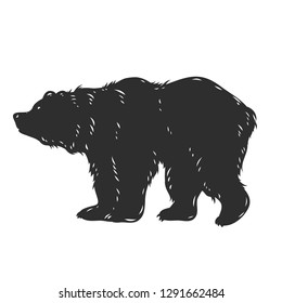 Grizzly Bear silhouette isolated on white. Vector illustration.