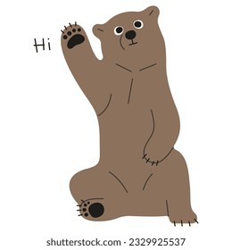 Grizzly Bear Single cute 36, vector illutration