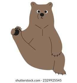 Grizzly Bear Single cute 38, vector illutration