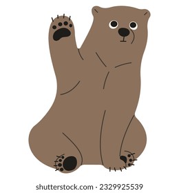 Grizzly Bear Single cute 39, vector illutration