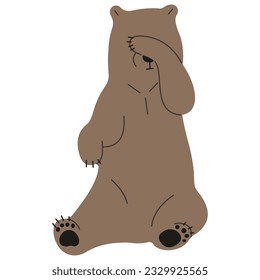 Grizzly Bear Single cute 41, vector illutration