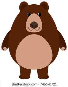Grizzly bear smiling on white background illustration