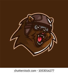 grizzly bear sport gaming mascot logo template