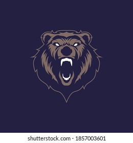 grizzly bear sports mascot icon with aggressive expression vector icon