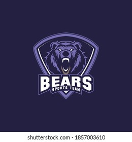 grizzly bear sports mascot icon shield with aggressive expression vector icon
