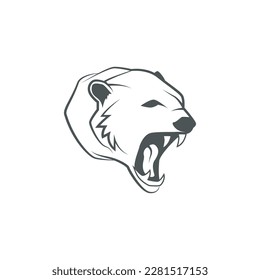 Grizzly bear or sun bear or polar bear head silhouette logo design icon. Vector Illustration.