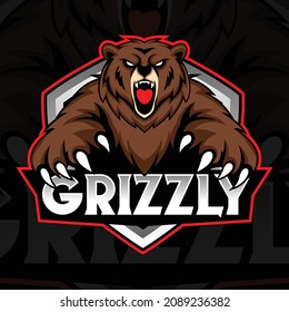 Grizzly Bear Vector Mascot Logo Design