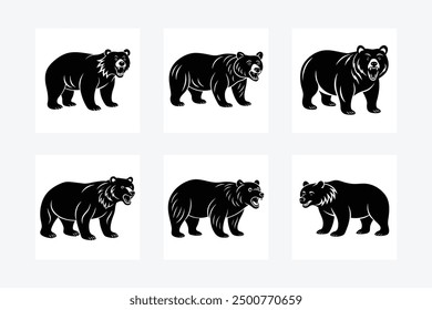 Grizzly Bear with White Background Vector Illustration 