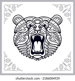 Grizzly bear zentangle arts isolated on white background