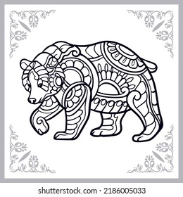 Grizzly bear zentangle arts isolated on white background