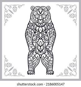 Grizzly bear zentangle arts isolated on white background