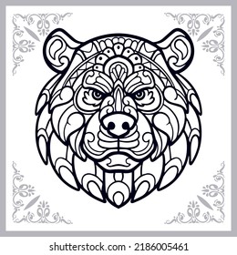 Grizzly bear zentangle arts isolated on white background