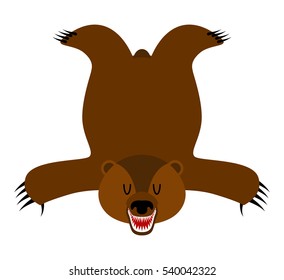 Grizzly Bearskin. Skin of bear isolated. Hunter trophy isolated. Fur carpet
