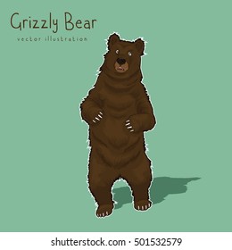 Grizzly Brown Bear cartoon vector illustrations