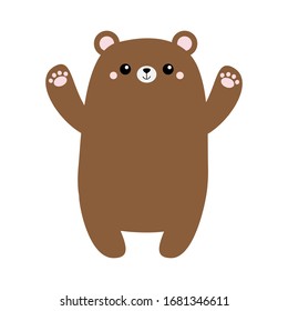 Grizzly brown bear icon. Give a hug. Cute cartoon funny kawaii character. Forest baby animal collection. aby clothes kids tshirt notebook cover print. White background. Isolated. Flat design. Vector