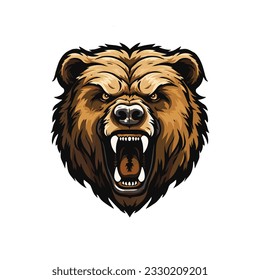 Grizzly Brown bear mascot logo, Esport gaming team mascot logo, animal mascot isolated on white background, bear logo, bear mascot for club or team sign