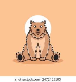 Grizzly clipart. Flat vector illustration.