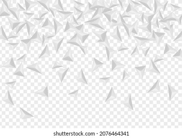 Grizzly Crystal Background Transparent Vector. Pyramid 3d Illustration. Hoar Realistic Template. Polygon Technology. Greyscale Triangle Tile.