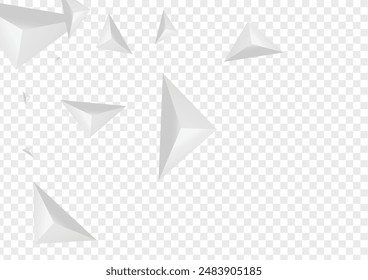Grizzly Crystal Background Transparent Vector. Element Simple Design. Gray Render Tile. Fractal Clean. Hoar Origami Banner.