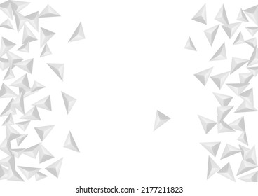 Grizzly Crystal Background White Vector. Element Classic Template. Hoar Simple Illustration. Fractal Graphic. Greyscale Shard Backdrop.