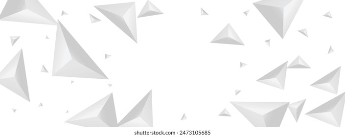 Grizzly Crystal Hintergrund Weiße Vektorgrafik. Dreieckiger futuristischer Hintergrund. Graustufeneffekt-Design. Polygon Modern. In: Hoar Pyramid Vorlage.