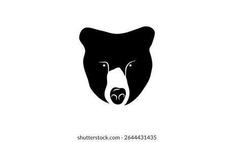 Grizzly face symbol, black isolated silhouette