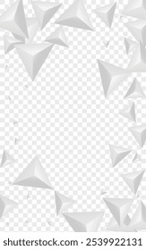 Fondo de Fractal Grizzly Vector transparente. Diseño futurista de cristal. Plantilla de volumen gris. Cubierta de fragmento. Anuncio triangular Hoar.