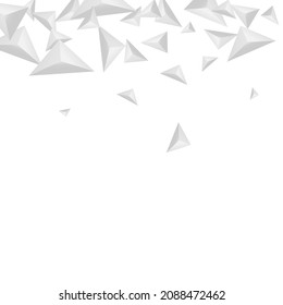 Grizzly Fractal Background White Vector. Triangular Style Backdrop. Silver Render Banner. Triangle Paper. Gray Origami Tile.