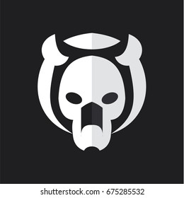 Grizzly head animal bear style flat modern illustration art