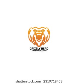 grizzly head logo design gradient line art
