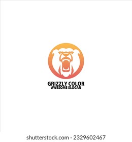 grizzly head logo design gradient color