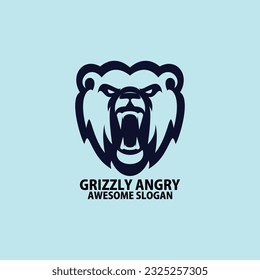 grizzly head logo design line color