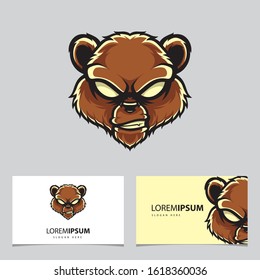 Grizzly Head Logo Name Card Vector Template