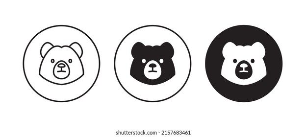 Grizzly, honey bear or polar bear head face icon button, vector, sign, symbol, logo, illustration, editable stroke, flat design style isolated on white