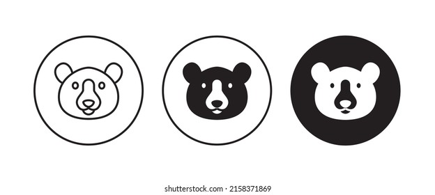 Grizzly, honey bear or polar bear head face icon button, vector, sign, symbol, logo, illustration, editable stroke, flat design style isolated on white