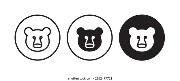 Grizzly, honey bear or polar bear head face icon button, vector, sign, symbol, logo, illustration, editable stroke, flat design style isolated on white