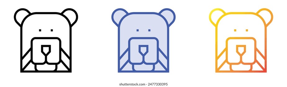 grizzly icon. Linear, Blue Fill and Gradient Style Design Isolated On White Background