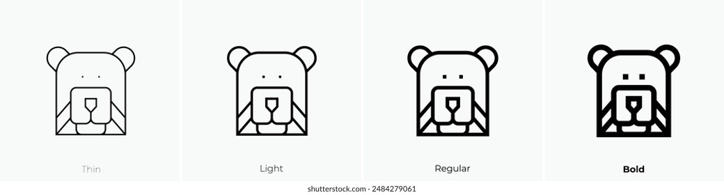 grizzly icon. Thin, Light Regular And Bold style design isolated on white background