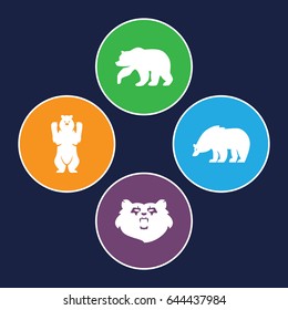 Grizzly icons set. set of 4 grizzly filled icons such as